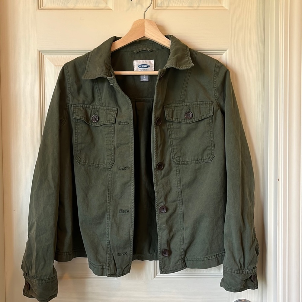 Old navy green army jacket.